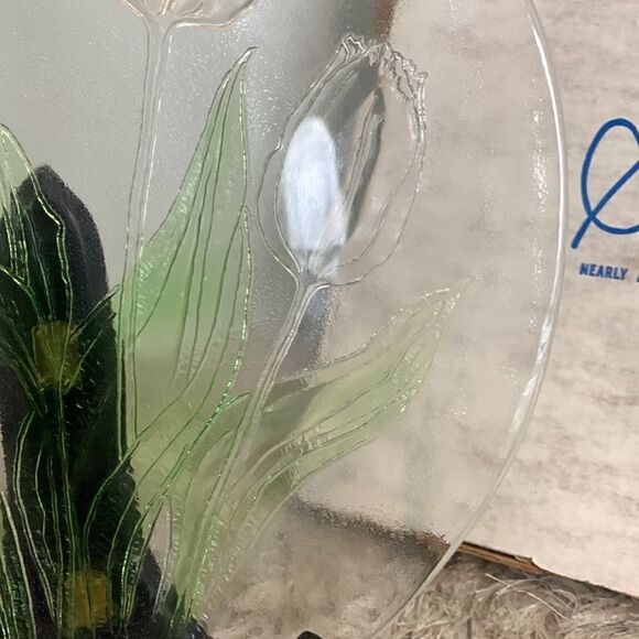 Vintage Tulip L.E. Smith Glass Co. Floral 13" Platter Plate - Picture 14 of 15